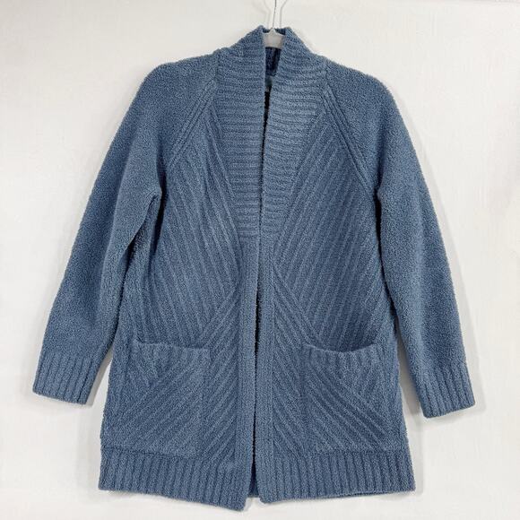Barefoot Dreams CozyChic Directional Ribbed Cardigan Blue Womens XS Wrap Sweater - Picture 3 of 10